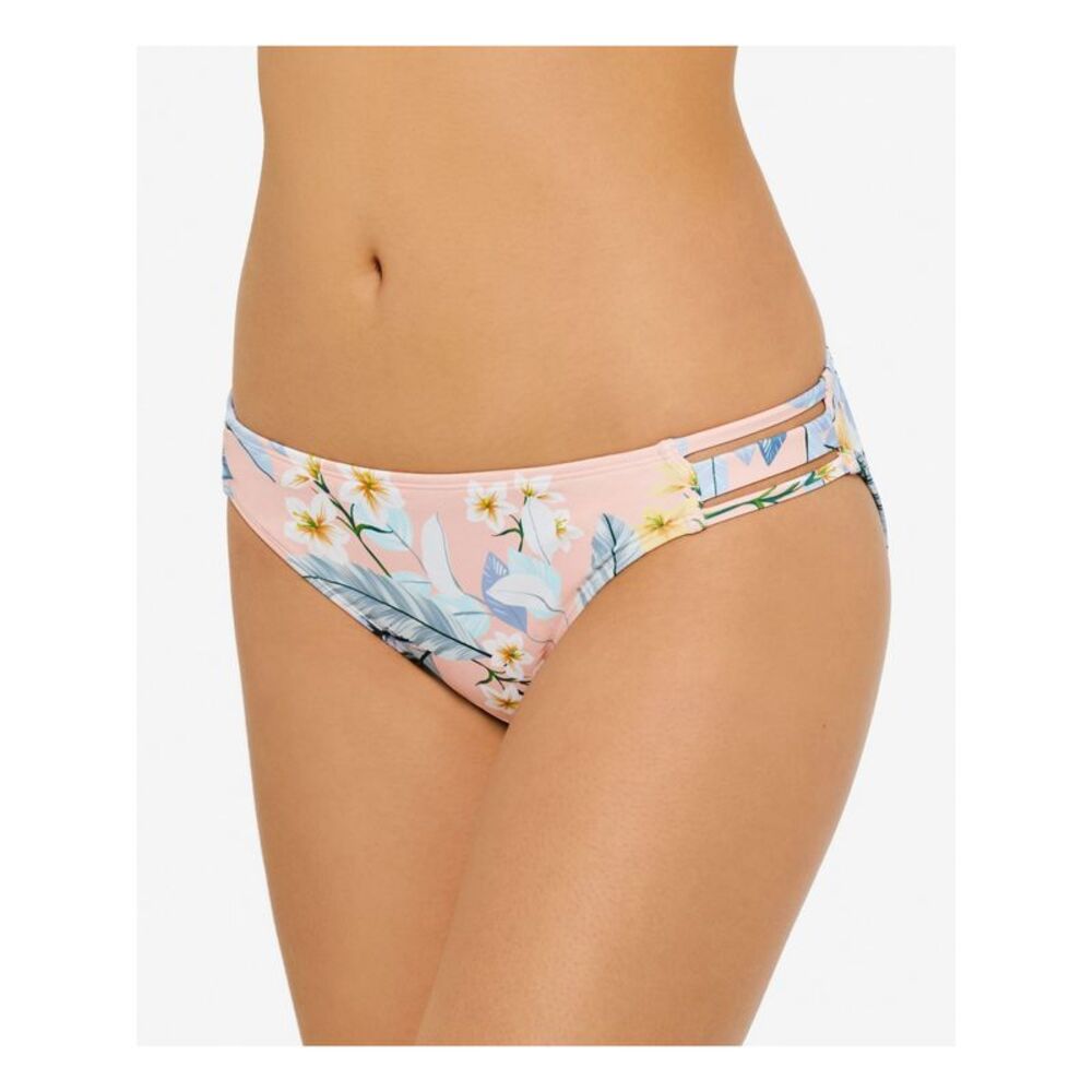 HULA HONEY Women's Pink Floral Strappy Moana Blossom Bikini Swimsuit Bottom XL